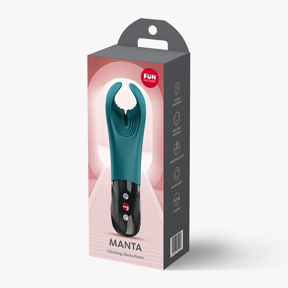 k7634ZdJ Manta Vibrating Masturbator - Bottle Green - Image 1