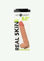Get Lucky Real Skin 8" Dual Layer Dildo Beige - Image 3