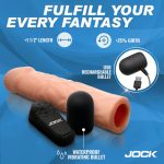 Jock Vibrating Penis Extension with Remote - Light - Image 3