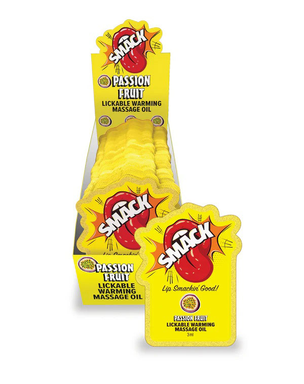 khA5QrgZ Smack Lickable Massage Oil, 3ml Pouch Display 36pc - Passion Fruit - Image 1