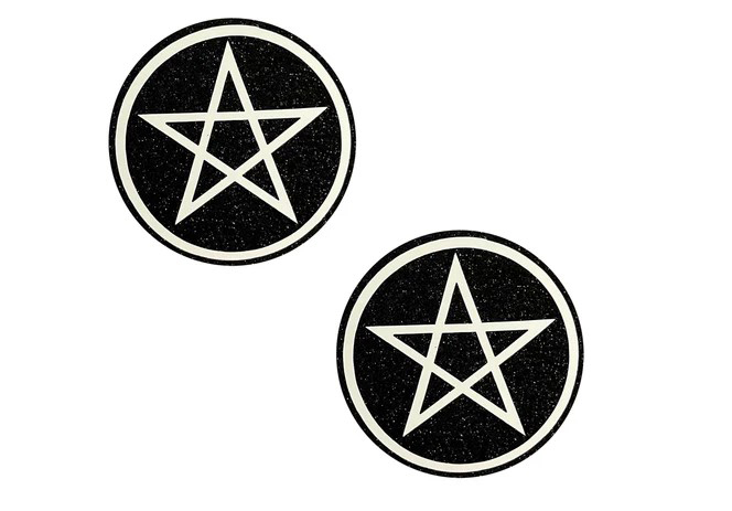 khlo9cwV Wicca Black Glitter Nipple Cover Pasties - Image 1