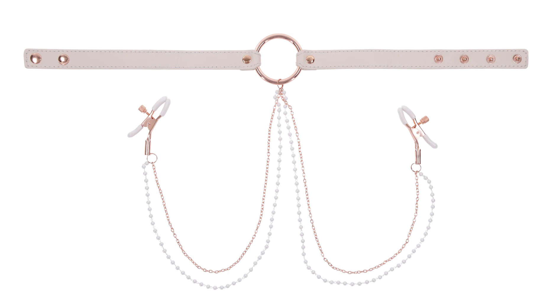 krLnnnvlPM9v8YEa9dpT4c3NV1XEqQFl Peaches N Creame Collar With Nipple Clamps - Pink - Image 1