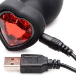 28x Silicone Vibrating Red Heart Anal Plug With Remote - Small - Image 3