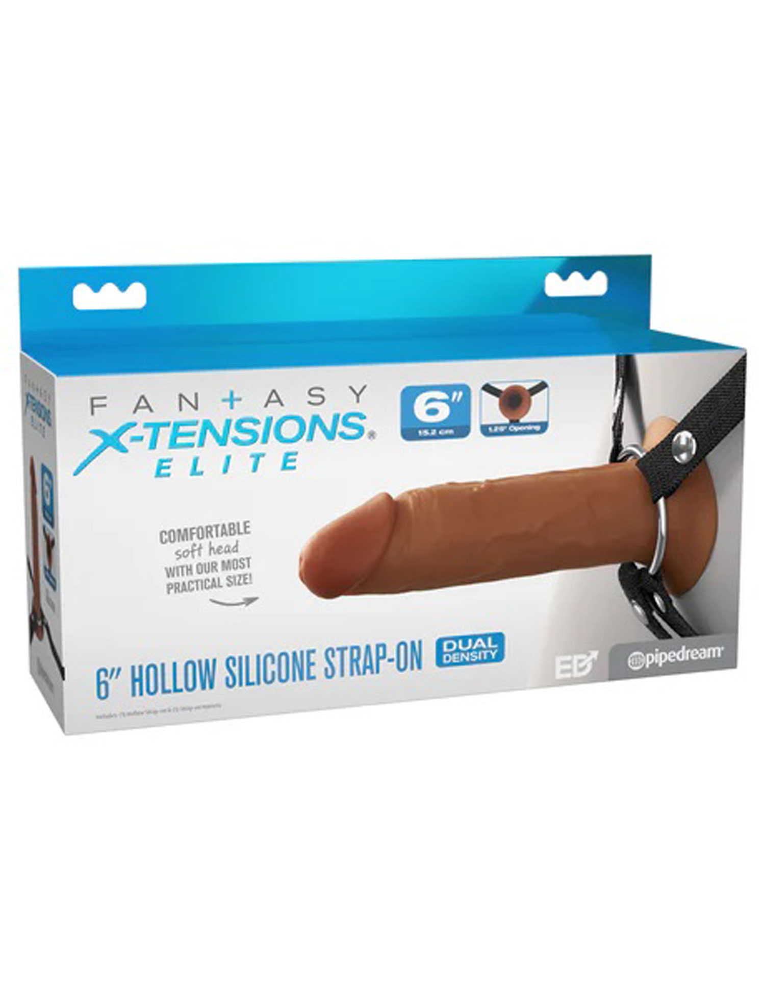l2SLJFDBdtuKJLXb0rH8GPGS6VkbBa2X Fantasy X-Tensions Elite 6" Silicone Hollow Strap Dual Density Brown - Image 1