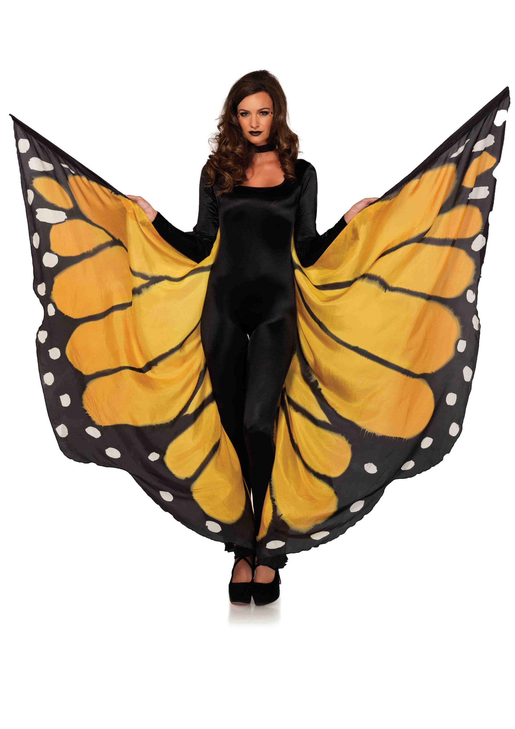 lFDqm1WQ5FXxXkMCkaUOhqc3VCr3WhBh Festival Butterfly Wing Halter Cape - Orange/ - One Size - Black - Image 1