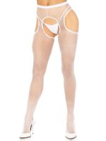 Fishnet Suspender Hose With Scalloped Trim - One Size - White - Image 3