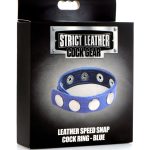 Cock Gear Leather Speed Snap Cock Ring - Blue
