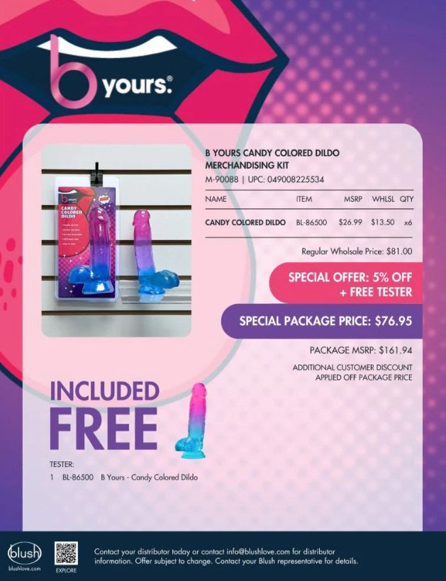 mT5FmSMH B Yours Candy Colored Dildo Merchandising Kit - Image 1