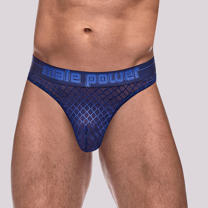 mUCavEUa Diamond Mesh Thong - Navy - L/xl - Image 1