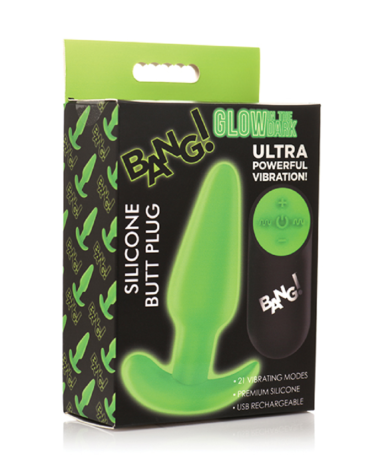 mW8qPwQZ6VtMOUu5A9NpPQ7Y4ngd6kUl Glow in the Dark Butt Plug With Remote - Green - Image 1