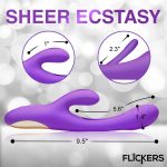 Tri-Flick Flicking Silicone Rabbit Vibrator - Purple - Image 3