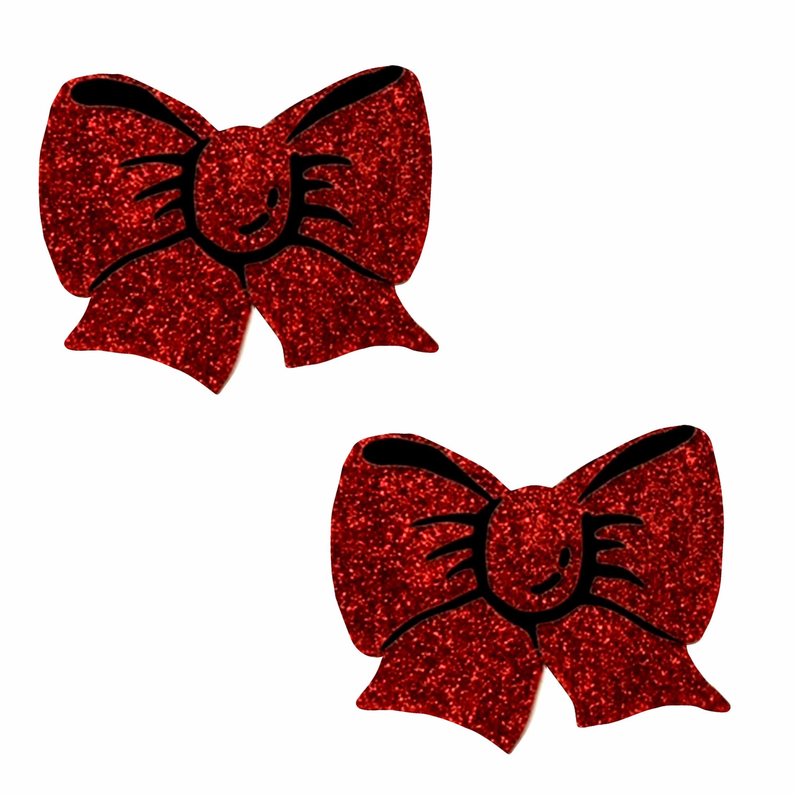 mqzEcK6NHISBqAtM5NBnC7swYhAormL5 Ravish Me Red Glitter Bow Nipple Cover Pasties - Image 1