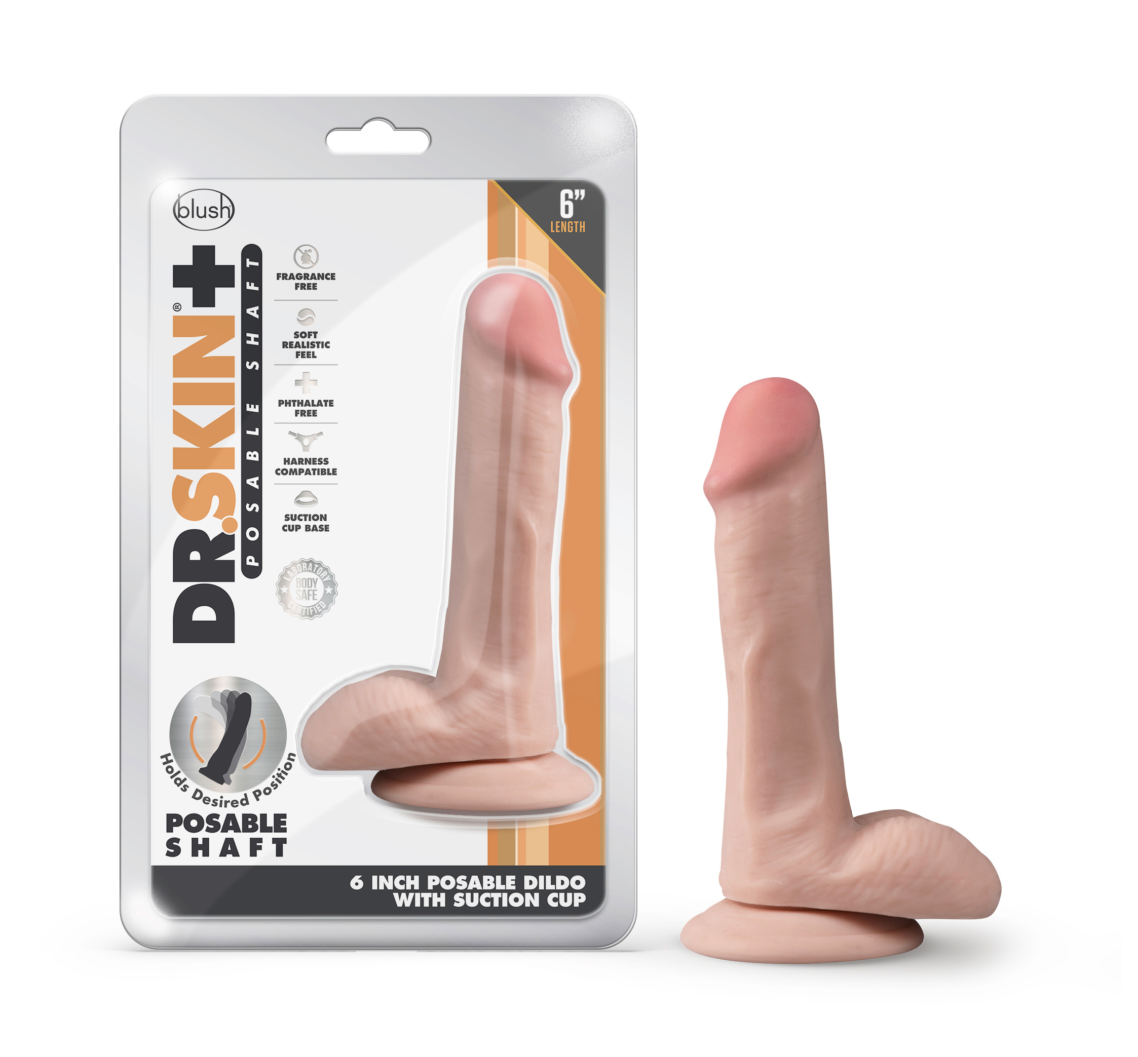 mwAGvh61Pdox02xUS18jqUJSs0MoZDGO Dr. Skin Plus - 6 Inch Posable Dildo With Balls - Vanilla - Image 1