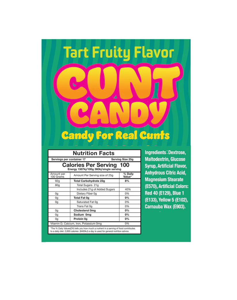 n30fXniD Cunt Candy Individual Bag Display -100 4.25g Bags - Image 1