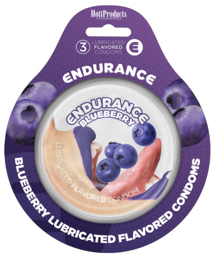 nAO8gbJiUZGVSHGihetJZLyM14hpPpHy Endurance Condoms -Blueberry - 3 Pack - Image 1