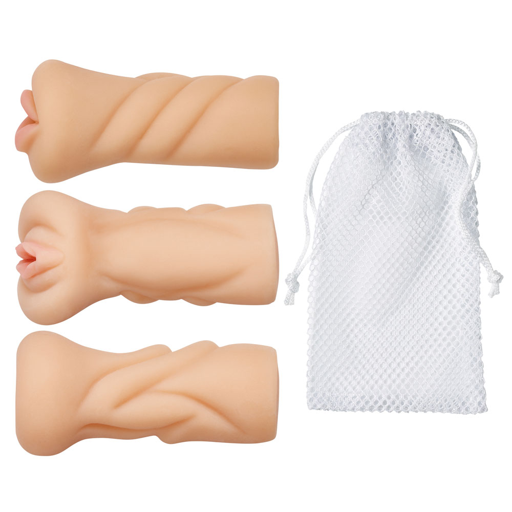 nEeSl2rfFvUjlJLhm32JHhdD3R4MHr3o Trio Stroker Pussy Ass Mouth Masturbator Kit - Flesh - Image 1
