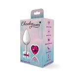 Bright Pink Heart Gem Silver Metal Plug - Md - Image 3