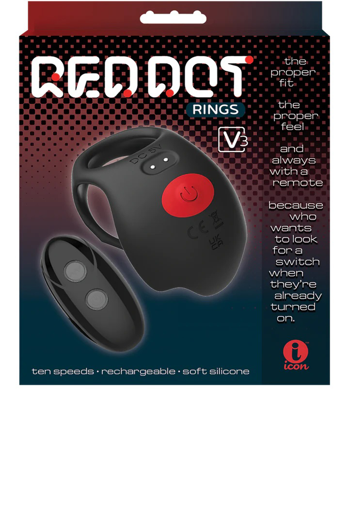 oL76t9A6 Red Dot Vibrating Cock Ring V3 With Remote - Black/red - Image 1