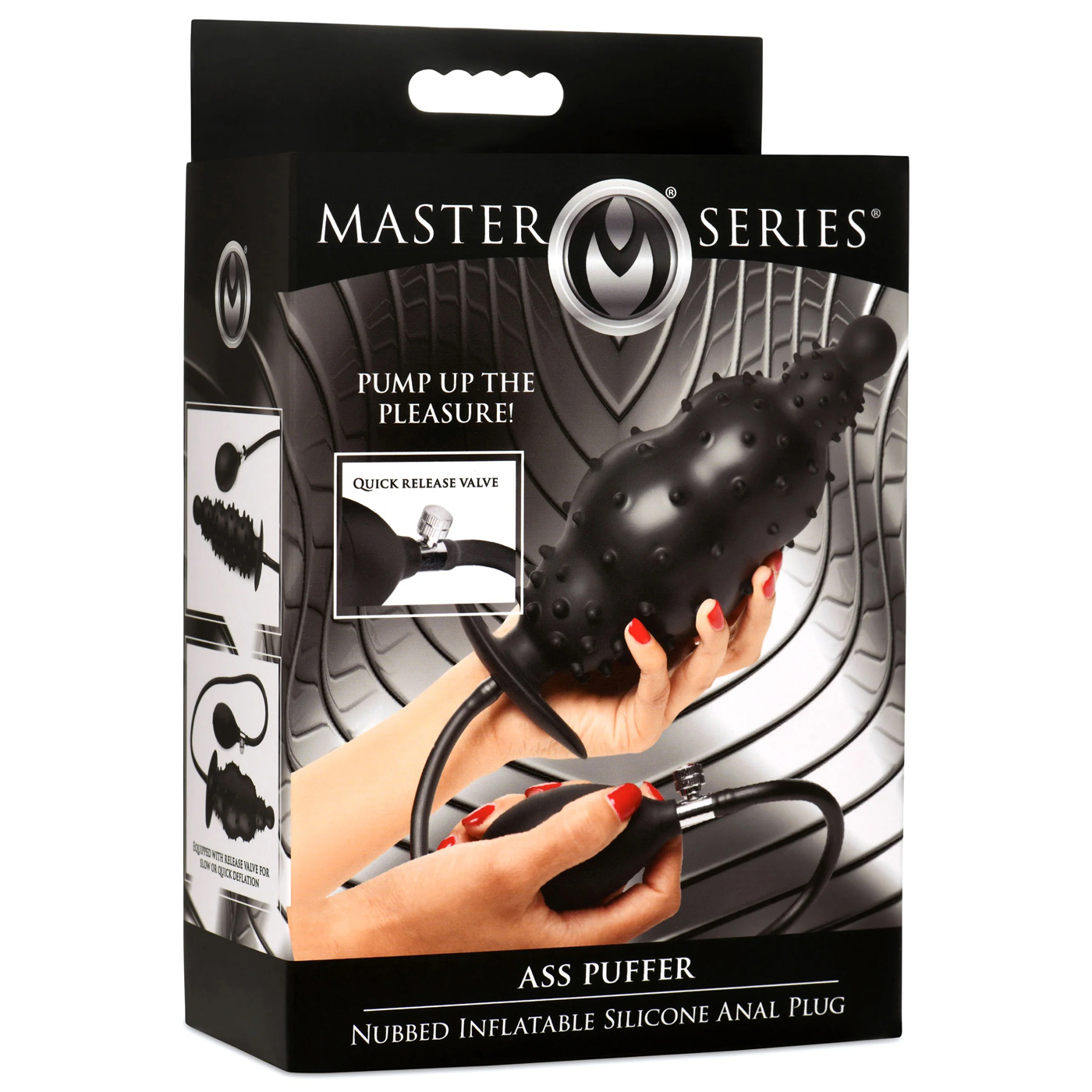 oTpc0OlyUYKBTi9CBWDWv1DrrILdXQVG Ass Puffer Nubbed Inflatable Silicone Anal Plug - Black - Image 1