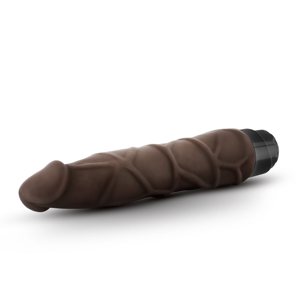 www.blushnovelties.com Dr. Skin - Cock Vibe 1 - 9 Inch Vibrating Cock - Chocolate - Image 1
