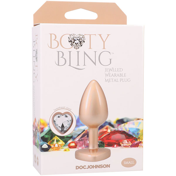 p48CrvvR Booty Bling Metal Heart Plug - Small - Gold - Image 1