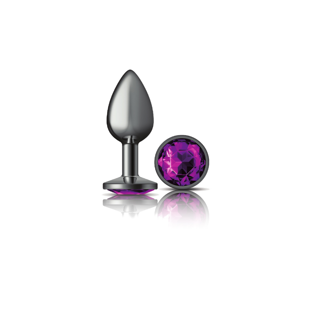 p7bX475egHoSXK1raaH0PAWCVyTe1gw8 Purple Round Gem Gunmetal Metal Plug - Sm - Image 1