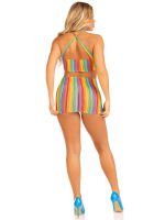 Rainbow Stripe Cross Over Mini Dress - One Size - Multicolor - Image 3