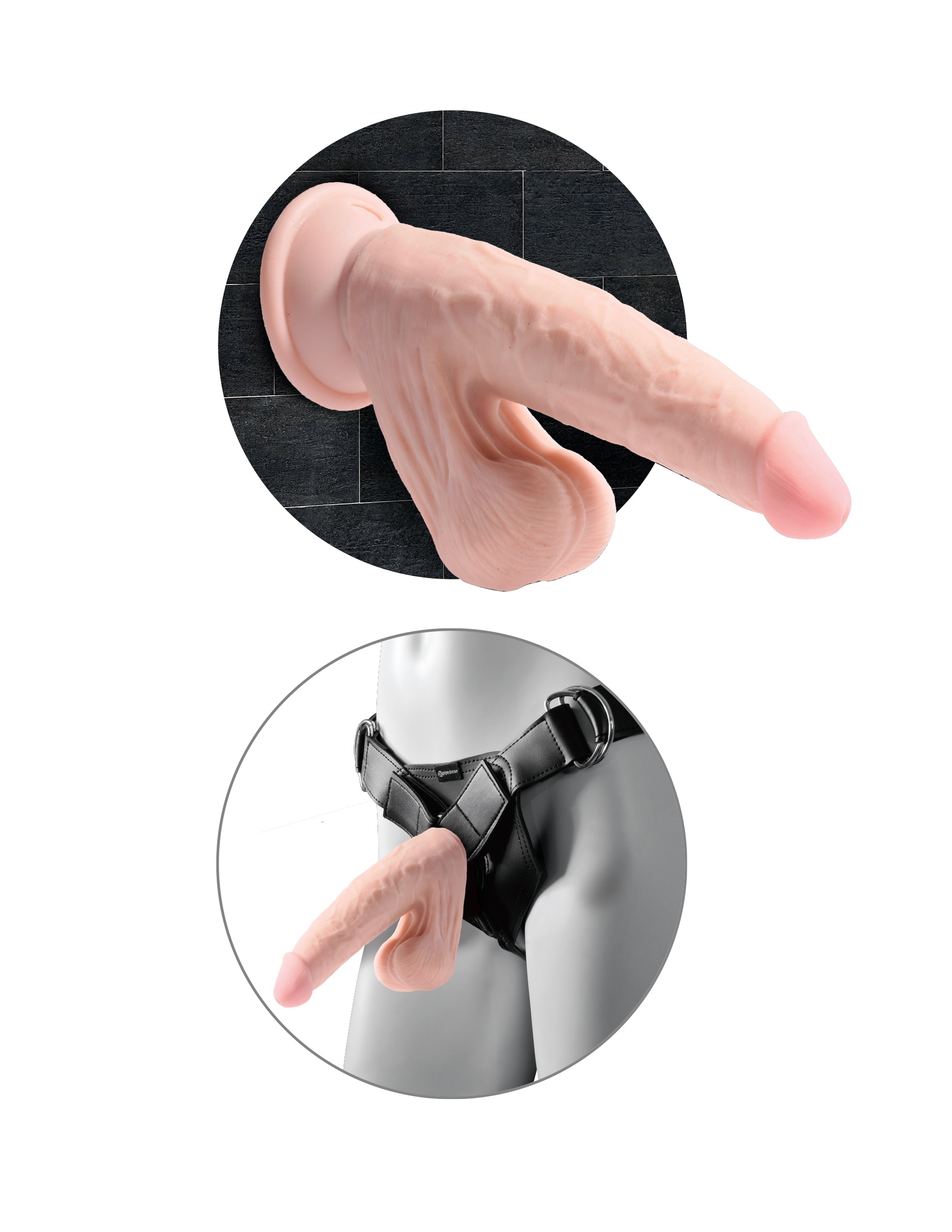 pDUmgq8wiIGvYKOY4dIXfBNvbTQEZGJu 9 Inch Triple Density Cock With Swinging Balls - Light - Image 1