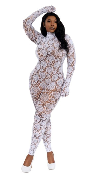 pETeyzv2 Gloved Bodystocking Dmnd - Qs - White - Image 1