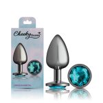 Teal Round Gem Gunmetal Metal Plug - Lg - Image 5