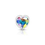 Clear Iridescent Heart Gem Silver Metal Plug - Lg - Image 2