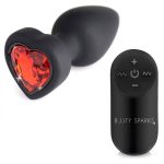 28x Silicone Vibrating Red Heart Anal Plug With Remote - Small - Image 4