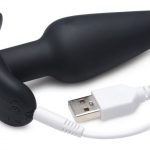 21x Silicone Butt Plug With Remote - Black