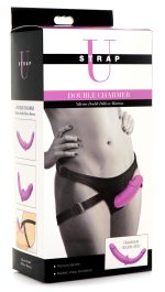Double Charmer Silicone Double Dildo With Harness - Purple - Image 6
