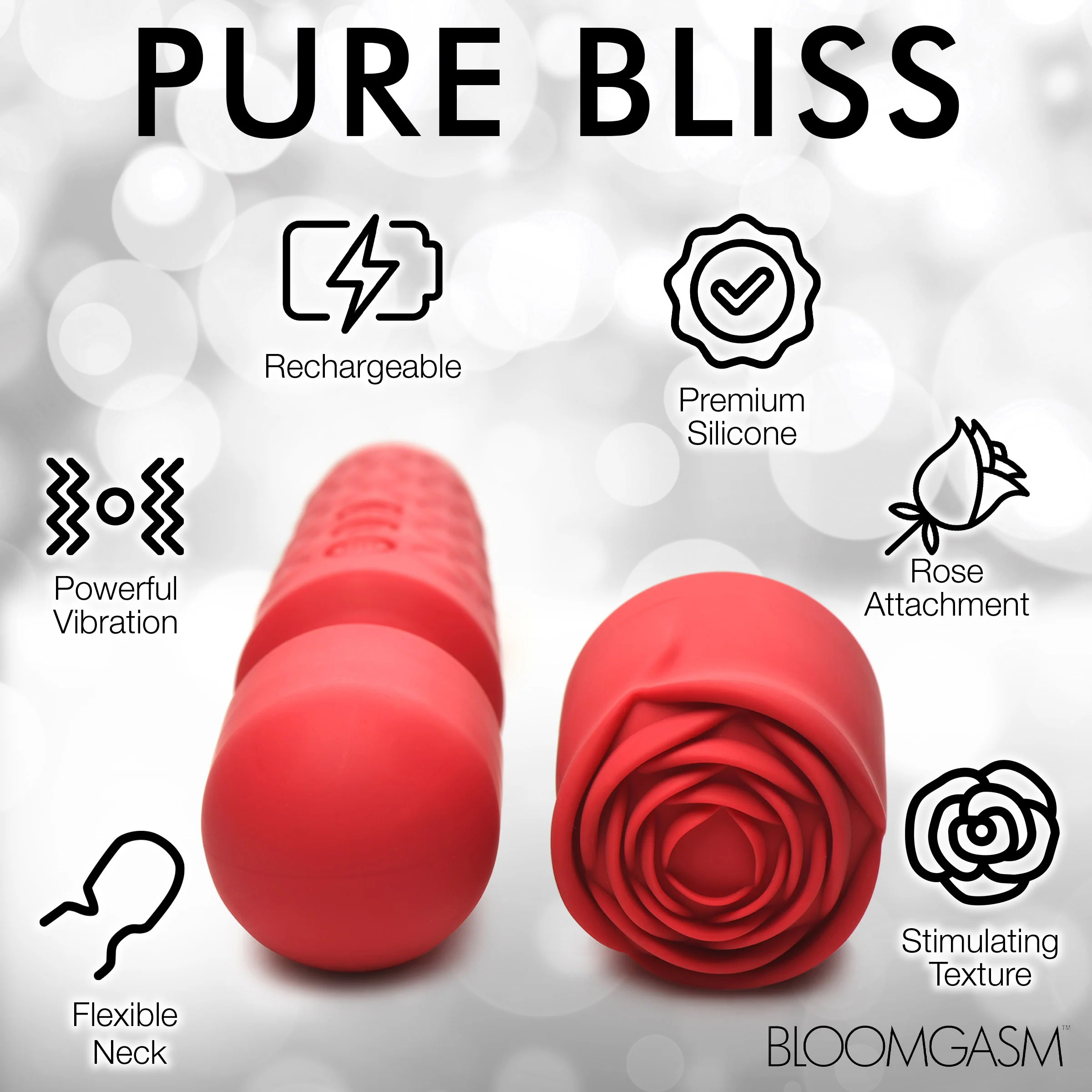 qUDGSfsma5K0YkhrGFshT5mhcYnxWBaB Pleasure Rose 10x Silicone Wand With Rose Attachment - Red - Image 1