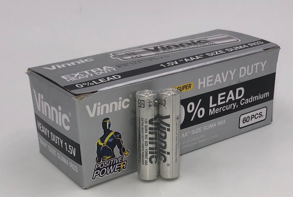 qqLQsW8UZVPTMALz2cGHCXSCXEVobJ1Y Vinnic Extra Heavy Duty AAA Batteries - 2 Pc./ Shrink Pk. - 60 Pcs. Box - Image 1