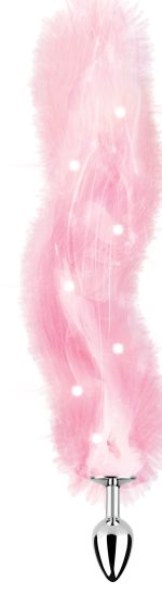 Foxy Tail - Light Up Faux Fur Butt Plug - Pink Plug - Pink - Image 2