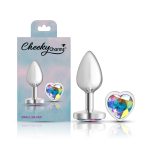 Clear Iridescent Heart Gem Silver Metal Plug - Sm - Image 5
