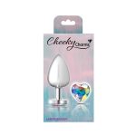 Clear Iridescent Heart Gem Silver Metal Plug - Lg - Image 10