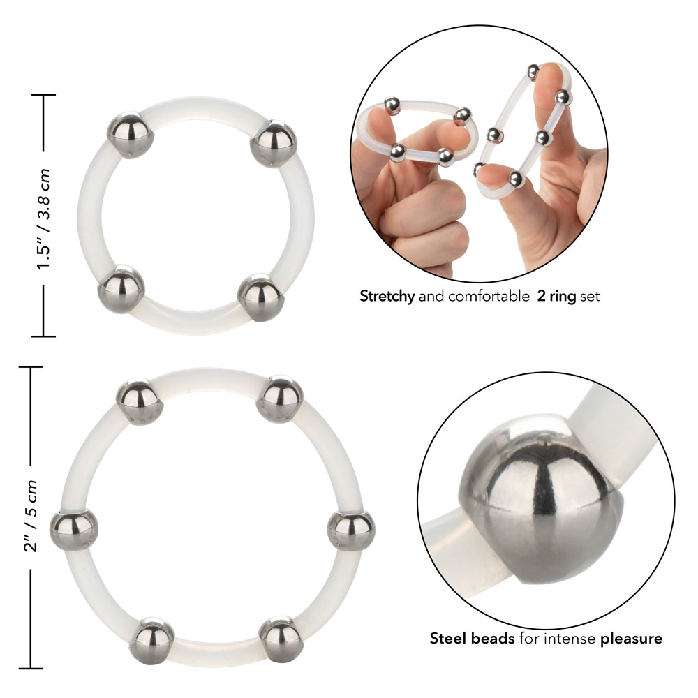 rmGyxBoQN748VtRD5rAcGJzawPJ7FryZ Steel Beaded Silicone Ring Set - Image 1