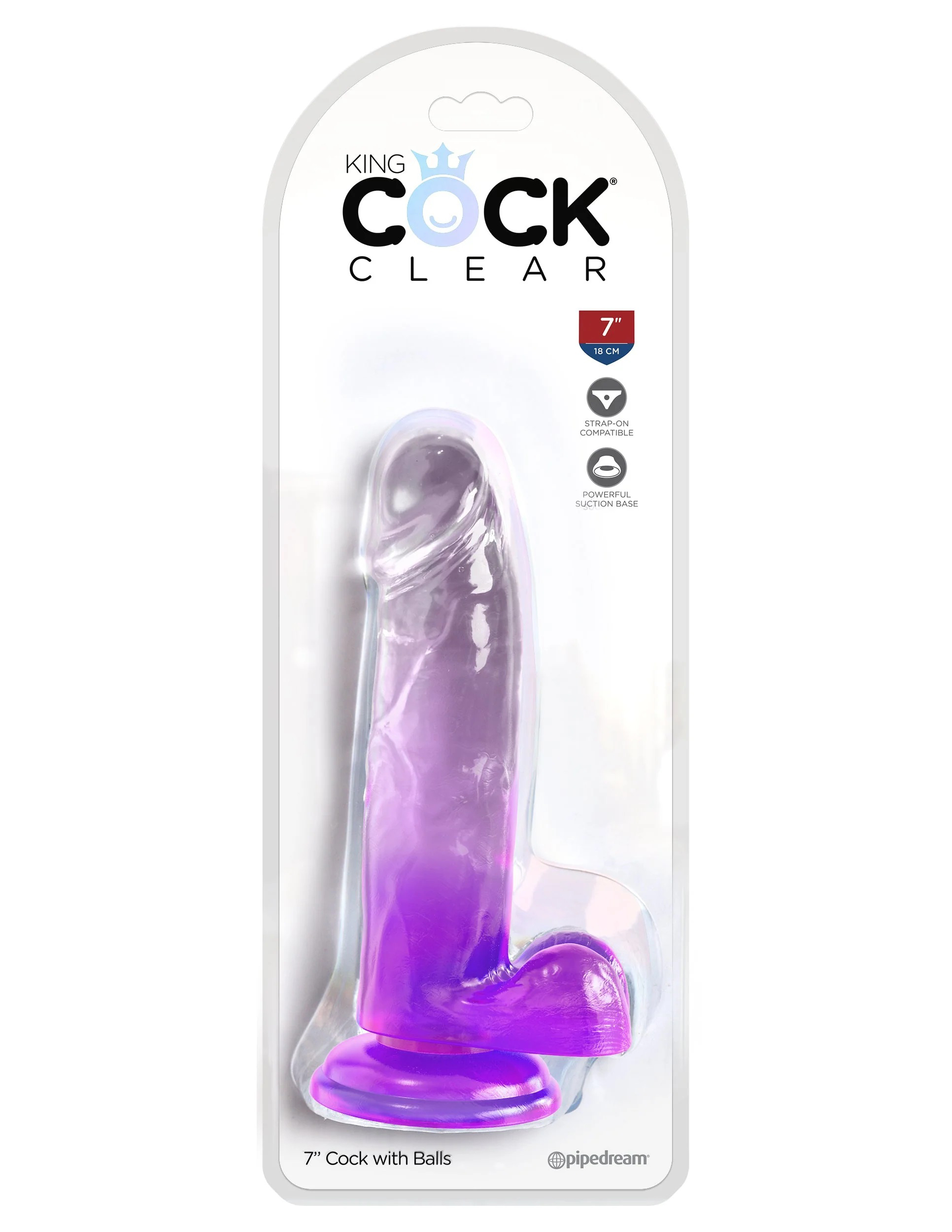 rodaKwXJ9x2aO9b1WUfB3gYuQA0uCJKA King Cock Clear 7 Inch With Balls - Purple - Image 1