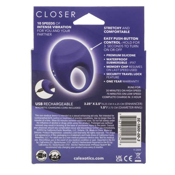 s0BDGtTO Closer Intimate Rechargeable Ring Embrace - Purple - Image 1
