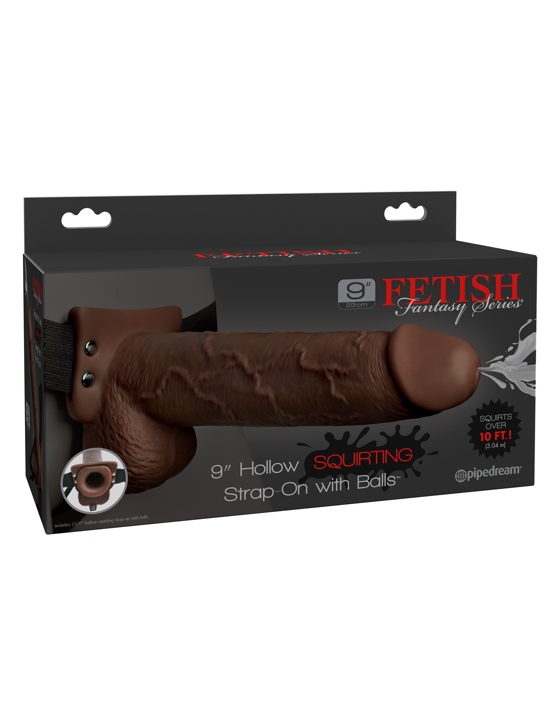 s69tfdrH4uZ5Y0tdLQLarT2fo7DkyIzj Fetish Fantasy Series 9 Inch Hollow Squirting Strap-on With Balls - Brown - Image 1