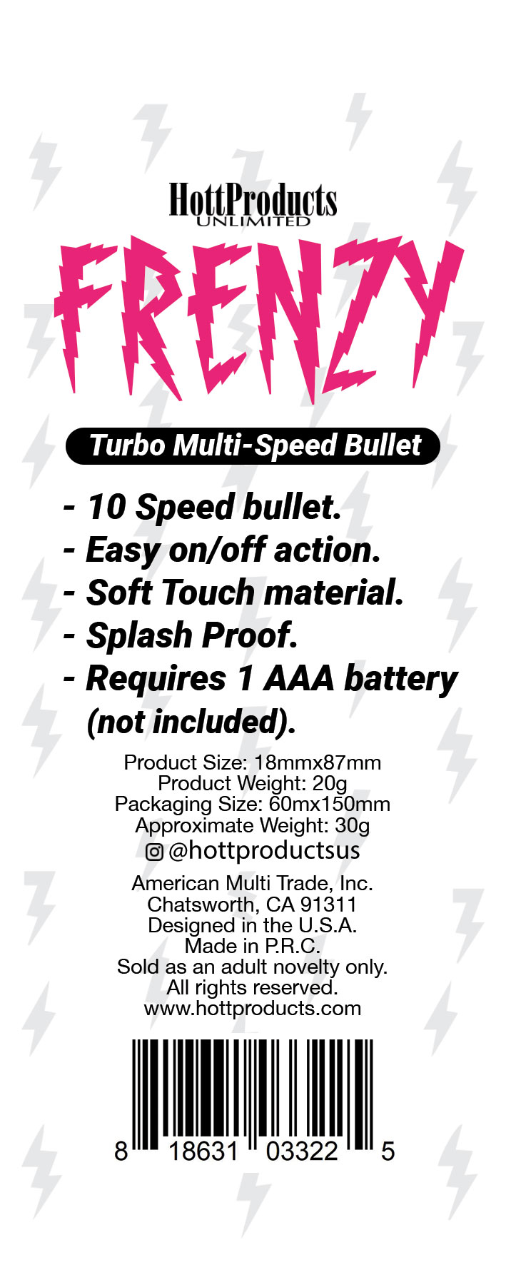 sEH87vDS5hlrOoX4zbHQXCrNOOl3cf1V Frenzy - Power Bullet- Black - Image 1