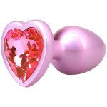 Booty Bling Metal Heart Plug - Medium - Pink - Image 3