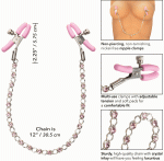 Nipple Play Crystal Chain Nipple Clamps - Pink - Image 4