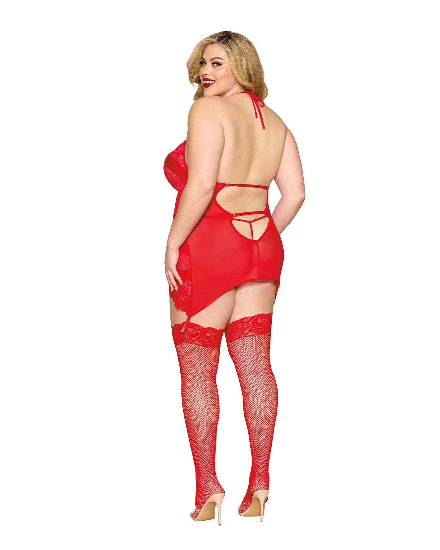 tvEiw8nSXsidldXJ9c8rxRoLt6m7HZnS Garter Slip and G-String Dmnd - One Size Queen - Red - Image 1