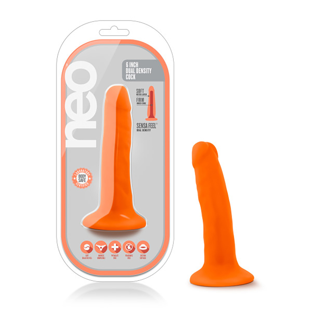 u2oCO1yK1VUCKa3XeArRqNuWqEf7dhTw Neo - 5.5 Inch Dual Density Cock - Neon Orange - Image 1
