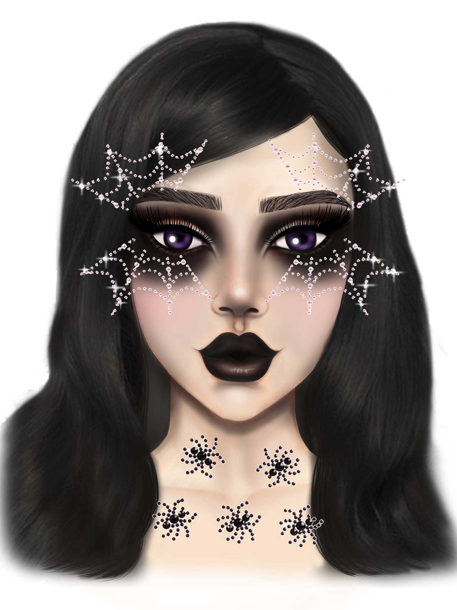 uS46PhBNe8rgW7cU6so9yF4D9lf2owqC Spider Web Face Jewels Sticker - Image 1