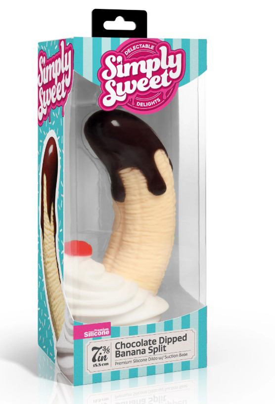 vOfQtMZB Chocolate Dipped Banana Split Premium Silicone Dildo - Image 1